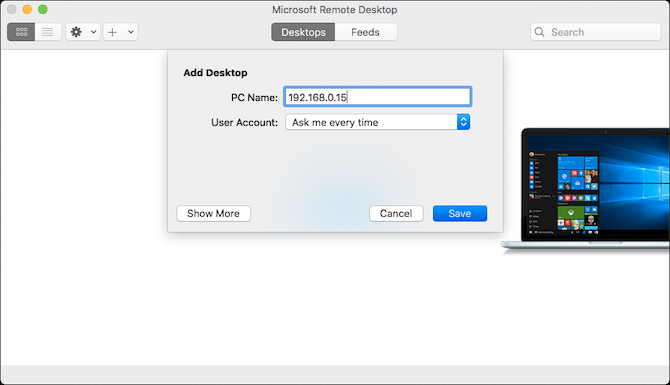 set up windows 10 remote desktop for mac